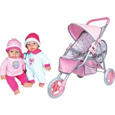 Lissi Dolls Twin Baby Dolls with Twin Jogger Stroller