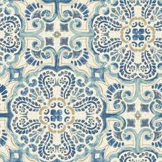 Wallpapers Nuwallpaper Florentine Tile Peel & Stick Wallpaper Blue