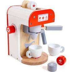 Jouets Molto Jouet en bois Machine à café Coffee Maker Capsules et deux tasses Blanc et rouge