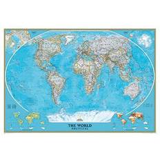 Interior Details National Geographic Classic Political Mural Map Blue Wall Decor 110x76.5"