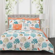 233.68 cm Täcken Lush Decor Coastal Full/Queen Quilts White, Orange, Blue (233.68x223.52cm)