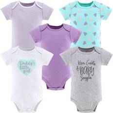 Heart Pajamases Children's Clothing The Peanutshell Baby Girl Short Sleeve Bodysuits 5 Pack Set - Purple/Grey/Mint