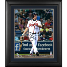 Fanatics Chipper Jones Atlanta Braves Autographed Photograph Hitting with "HOF 18" Inscription Photo Frame