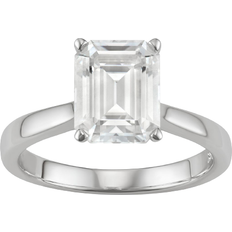 Emerald Rings Charles & Colvard Lab-Created Moissanite Emerald-Cut Solitaire Ring - Silver/Transparent