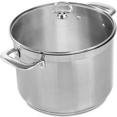 Dishwasher Safe Stockpots Chantal Induction 21 Steel with lid 2 gal 10 "