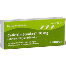 Cetirizindihydroklorid Receptfria läkemedel Cetirizin Sandoz 10mg 30pcs Tablet