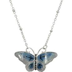 1928 Jewelry Butterfly Pendant Necklace - Silver/Blue