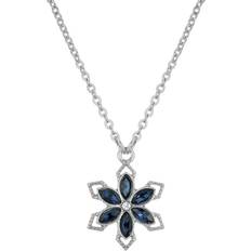 1928 Jewelry Flower Necklace - Silver/Blue/Transparent