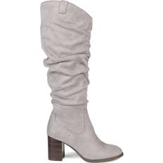 Gray - Women High Boots Journee Collection Aneil Wide Calf - Grey