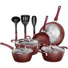 Pan sets NutriChef Diamond Pattern Cookware Set with lid 11 Parts