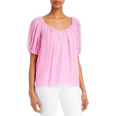 Rebecca Taylor Puff-Sleeve Top - Flamingo Pink