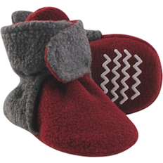 Red Baby Booties Children's Shoes Hudson Fleece Lined Booties - Heather Charcoal/Burgundy