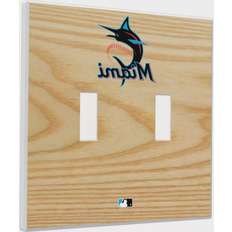 Strategic Printing Miami Marlins Baseball Bat Design Double Toggle Light Switch Plates