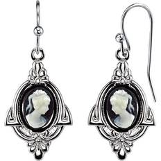 Jewelry 1928 Jewelry Cameo Drop Earrings - Silver