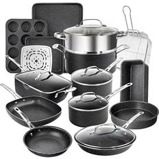 Cookware Granitestone Diamond Titanium Nonstick Cookware Set with lid 20 Parts