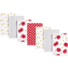 Red Cloth Diapers Hudson Flannel Burp Cloths 7-pack Poppy Daisy