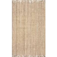 Jute - Rectangular Carpets Nuloom Hand Woven Chunky Loop Jute Area Rug Beige 5x90"