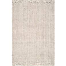 Jute - Rectangular Carpets Nuloom Hand Woven Chunky Loop Jute Area Rug White 5x90"