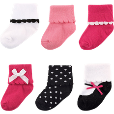 Luvable Friends Dressy Socks 6-pack - Dark Pink/Black
