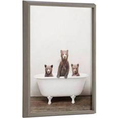 Plastic Framed Art Kate & Laurel Blake Three Little Bears in Vintage Bathtub by Amy Peterson Framed Art 45.7x61cm