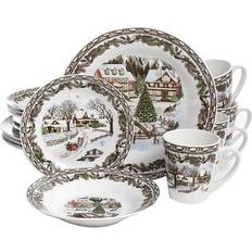 Gibson Home Christmas Toile Dinner Set 16pcs