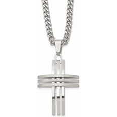 Chisel Cross Necklace - Silver