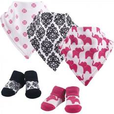 Multicolored Food Bibs Yoga Sprout Bandana Bib and Socks Set Damask Elephant 5-pack