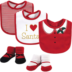 Red Food Bibs Little Treasures Bib and Sock Set Heart Santa 5-pack