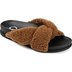 Faux Fur Slippers Journee Collection Dalynnda - Brown