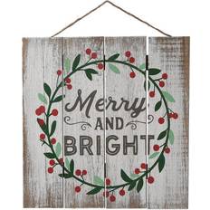 National Tree Company 13" Merry & Bright Christmas Holiday Wall Sign Wall Decor 33x33cm