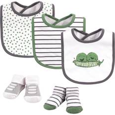 Multicolored Pacifiers & Teething Toys Hudson Cotton Bib and Sock Set Peas