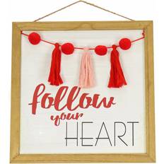 Square Posters National Tree Company 13" Valentines Follow Your Heart" Wall Sign Poster 33x33cm