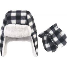 18-24M Accessories Hudson Baby Trapper Hat and Mitten Set - Black/White Plaid (10154886)