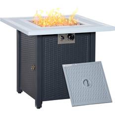 Garden & Outdoor Environment OutSunny Outdoor Propane Gas Fire Pit Table With Lid And Lava Rocks