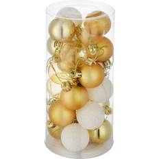 tectake Lot de 24 boules de Noël blanches/dorées