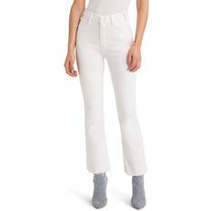 Mother High Rise Frayed Flare Leg Ankle Jeans - White