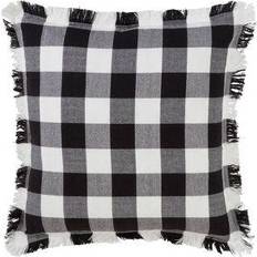 Checkered Complete Decoration Pillows Saro Lifestyle Buffalo Plaid Fringed Complete Decoration Pillows Black (50.8x50.8cm)