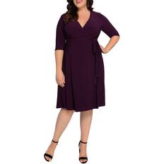 Kiyonna Essential Wrap Dress Plus Size - Plum Passion