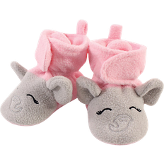 Hudson Animal Fleece Lined Booties - Pink and Gray Elephant