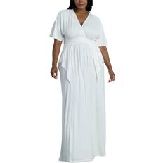 Long Dresses - White Kiyonna Indie Flair Maxi Dress Plus Size - Ivory