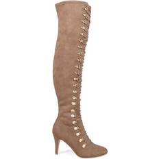 Laced High Boots Journee Collection Trill Medium Calf - Taupe