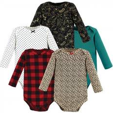 Bow Bodysuits Children's Clothing Hudson Cotton Long-Sleeve Bodysuits 5-pack - Buffalo Plaid Leopard (10118770)