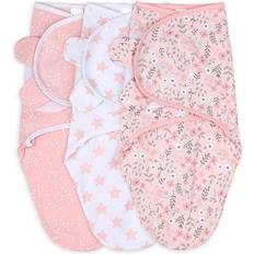 The Peanutshell Swaddle Wrap Pink Floral Stars 3-pack