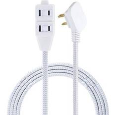 Jasco Cordinate Braided 3-Outlet Indoor Extension Cord, 8' Gray/White, 39980-T1