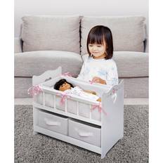 White Rose Doll Crib with Baskets White