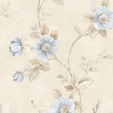 Wallpapers Norwall Poppy Blue and Beige Floral Wallpaper
