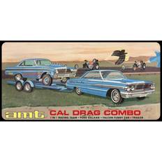 Véhicules Jouet Amt Skill 2 Model Kit "Ford Cal Drag Team" Ford Galaxie with Ford Falcon Funny Car and Trailer Set of 3 Complete Kits 1/25 Scale Models