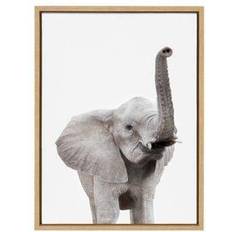 Kate & Laurel Sylvie Young Elephant Framed Art 45.7x61cm