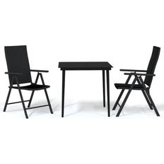 Aluminio Juegos de comedor de patio vidaXL 3 pcs Dining Set Para Black Garden Juego de comedor de patio, 1 Mesa incl. 2 Sillas