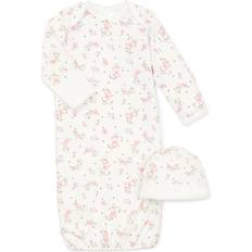 Long Sleeves Nightwear Children's Clothing Little Me Vintage Rose Sleeper Gown & Hat - Pink